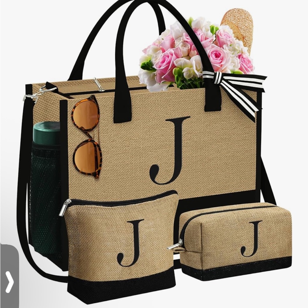 NEW!  3 Jute Bag set - “J”